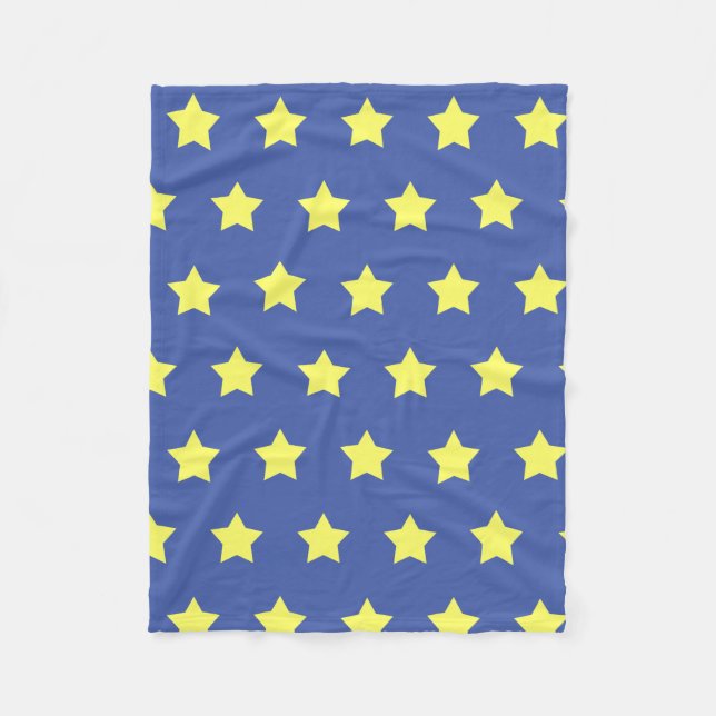 Fleece throw - Kids - Yellow stars on blue Blanket (Front)