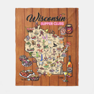 Fleece Throw - Wisconsin Supper Club Map