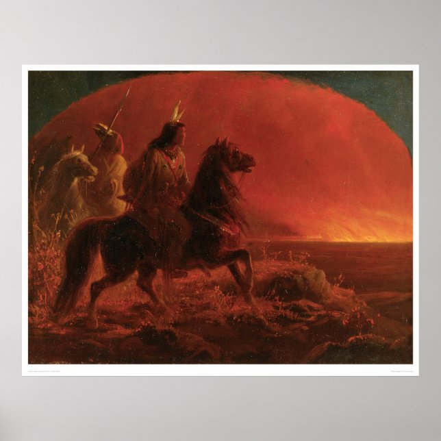 Fleeing a Prairie Fire (1868A) Poster (Front)