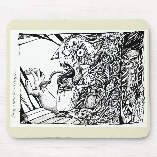 Fleeing in terror from an empty room...   mouse pad (Front)