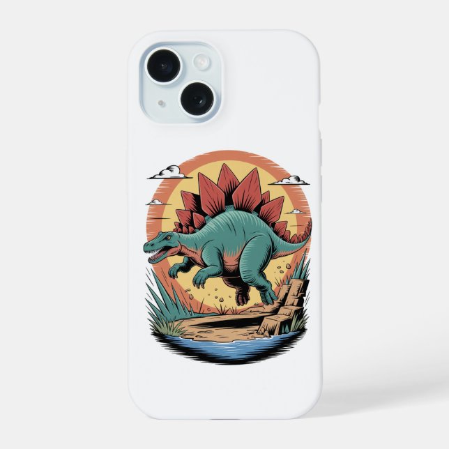 Fleet footed stegosaurus iPhone 15 case (Back)