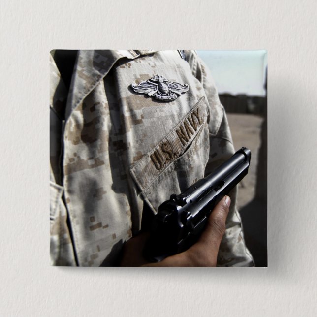 Fleet Marine Force Warfare Device 2 Inch Square Button (Front)