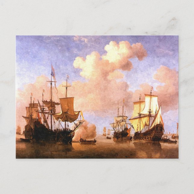 Fleet of sailing ships postcard (Front)