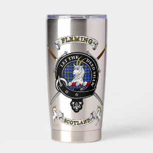 Fleming Clan Badge Tartan & Swords Insulated Tumbler