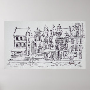 Flemish Architecture waterfront, Ghent, Belgium Poster