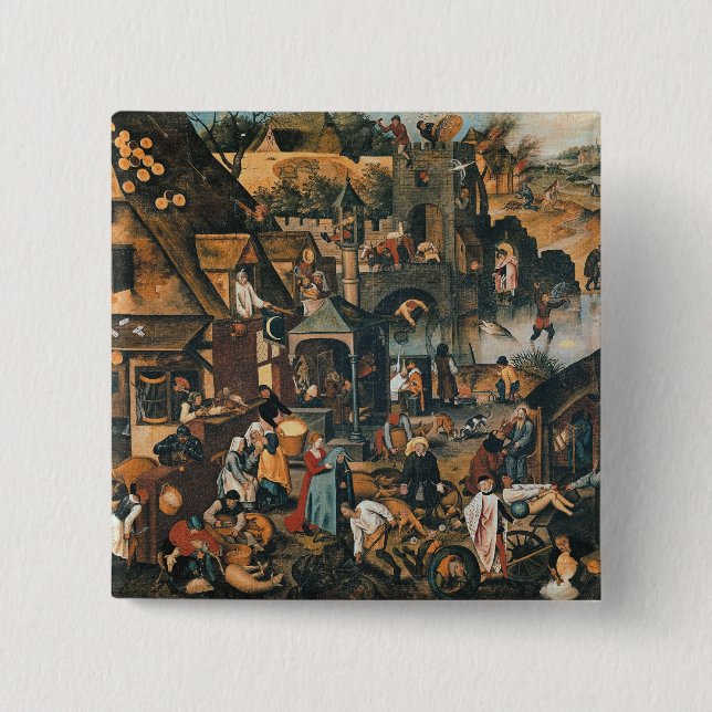 Flemish Proverbs 2 Inch Square Button (Front)