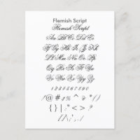 Flemish Script - Zazzle Font Sampler Sheet