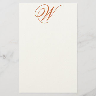 Flemish W Editable Monogram Felt Stationery