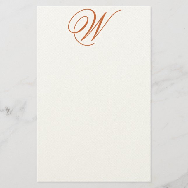 Flemish W Editable Monogram Felt Stationery (Front)