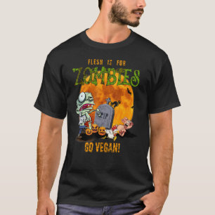Flesh Is For Zombies Go Vegan Halloween Vegan Pyja T-Shirt