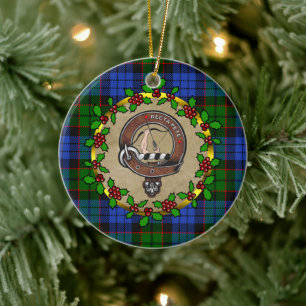 Fletcher Clan Badge & Tartan Personalized Xmas Ceramic Ornament
