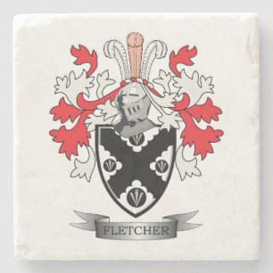 Fletcher Family Crest Coat of Arms Stone Coaster