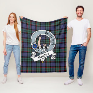 Fletcher Modern Clan Badge Tartan Plaid Fleece Blanket