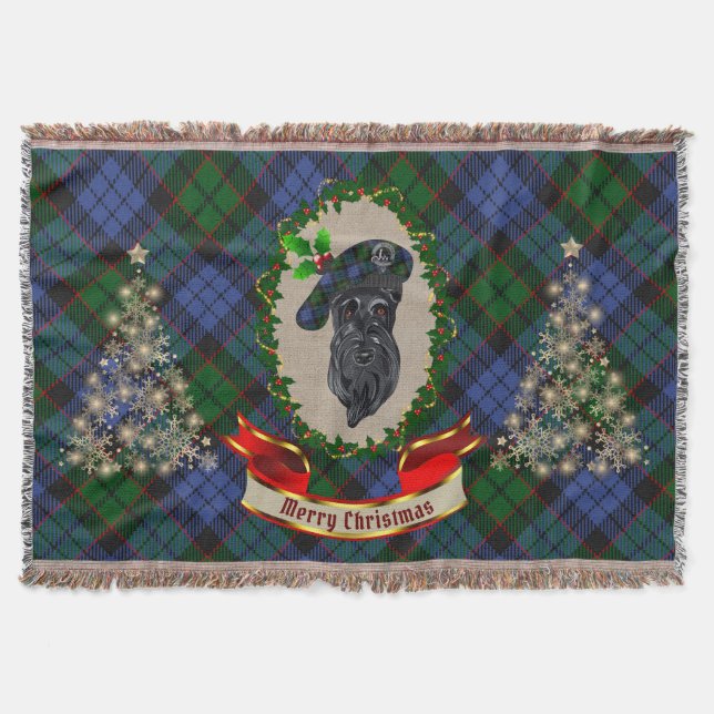 Fletcher Scottie Dog Christmas Throw Blanket (Front)