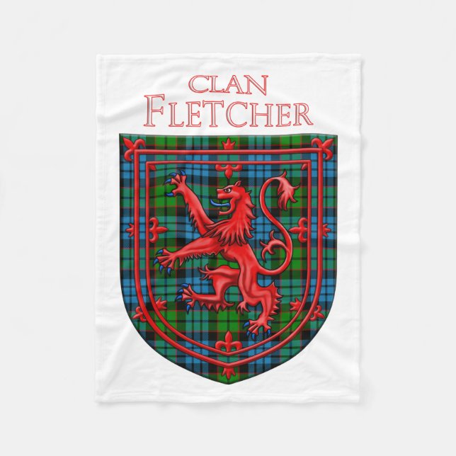 Fletcher Tartan Scottish Plaid Lion Rampant Fleece Blanket (Front)