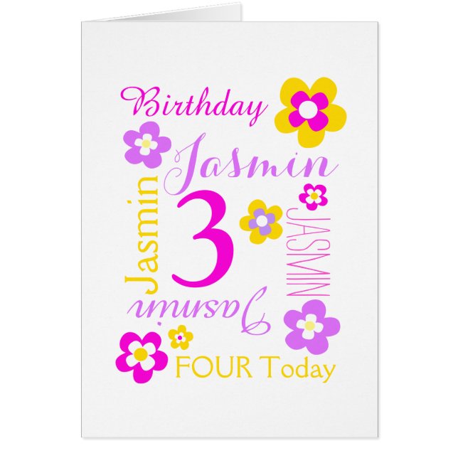 Fleur 3ème anniversaire personnalisé graphique vio (Devant)