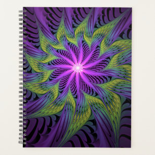 Fleur Abstraite Moderne de Fractale Violette Verte