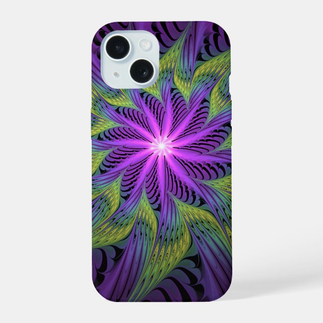 Fleur Abstraite Moderne Fractale Art Violet Vert (Verso)
