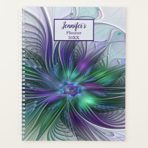 Fleur Abstraite Moderne Fractale Violette Verte No