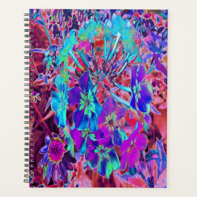 Fleur abstraite violette et bleue en fleurs (Devant)