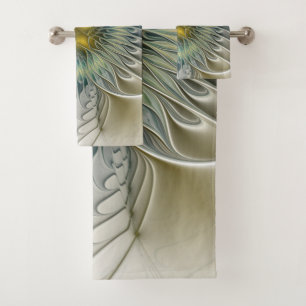 Fleur argentée dorée Fantaisie art fractal abstrai