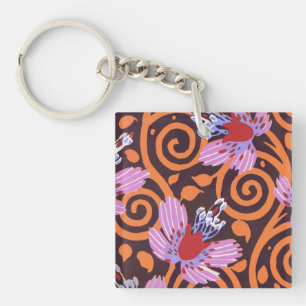 Fleur Art Déco Tourbillonnante Rose et Orange Vibr