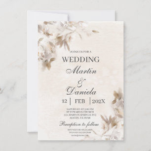 Fleur blanche beige Faire-part de mariage espagnol