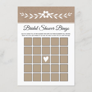 Fleur blanche, carte de bingo en papier kraft rust