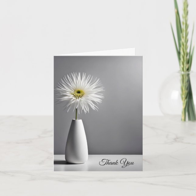 Fleur Blanche Dans Vase Sympathie Merci (Devant)