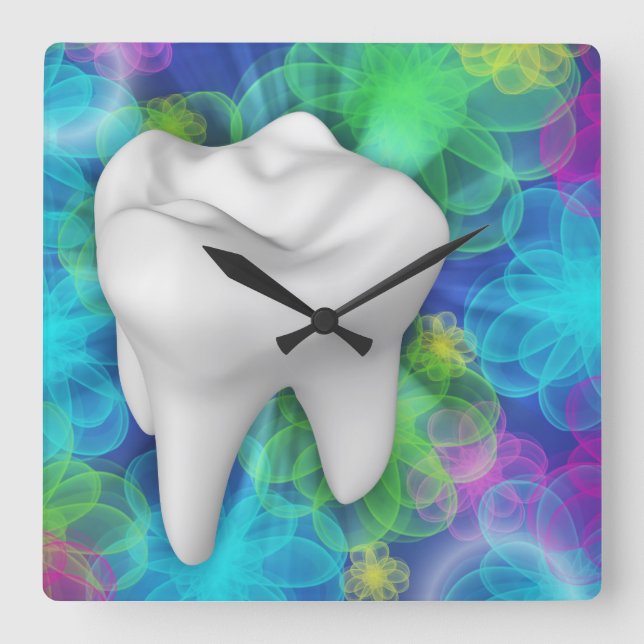 Fleur blanche Design Dentiste Horloge murale (Recto)