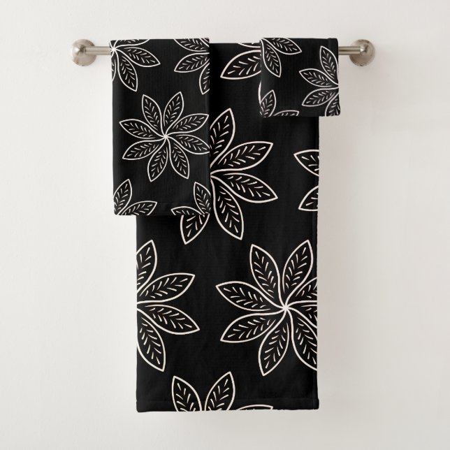 Fleur blanche Motif sur noir (En situation)