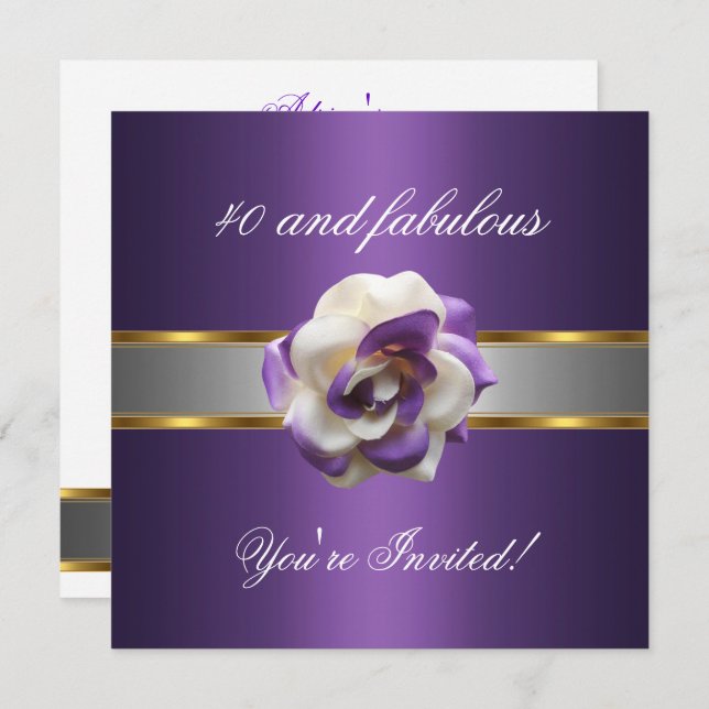 Fleur blanche violette de la fête des Invitations  (Devant / Derrière)