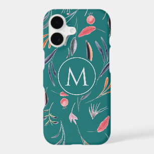 Fleur Bleu sarcelle MONOGRAMME Personnalisé