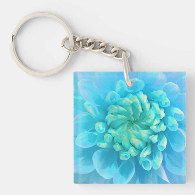 Fleur bleu turquoise Dahlia en Aquarelle (Devant)