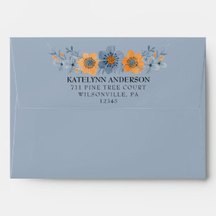 Fleur bleue et orange 5 x 7 Enveloppes bleu clair