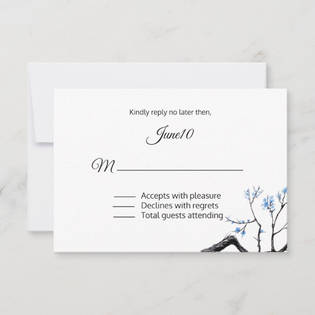 Fleur bleue Mariage RSVP (Devant)