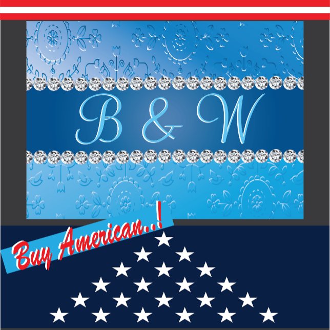 Fleur bleue Monogramme intégrée (Créateur téléchargé)