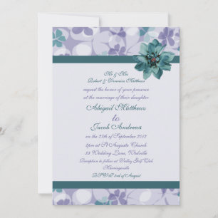 Fleur Bleue Pourpre Et Turquoise - Faire-part de m