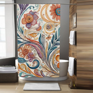 Fleur Boho coloré Thème Douche Rideau