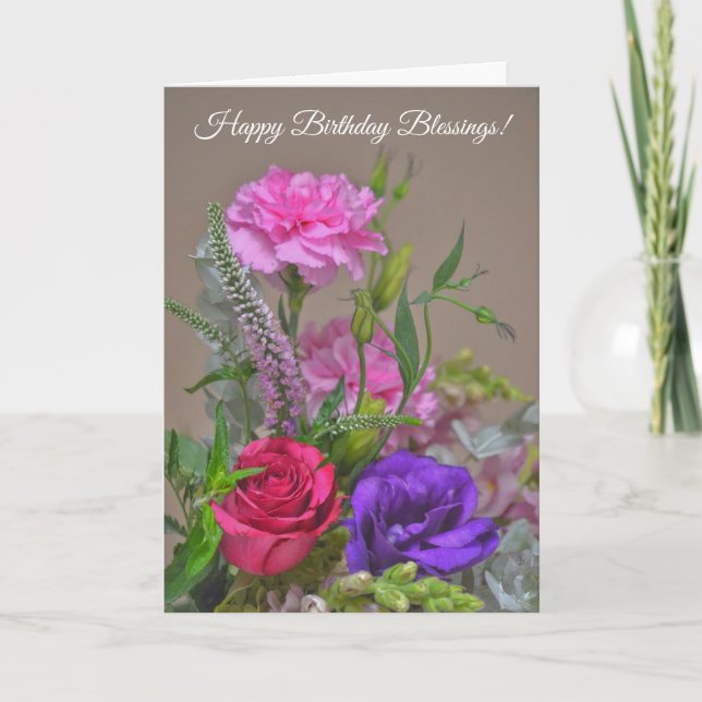 Fleur Bouquet Art Faith Carte Anniversaire (Devant)