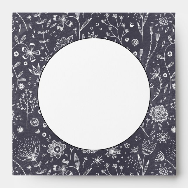 Fleur Chalkboard Monochrome Enveloppe moderne (Devant)