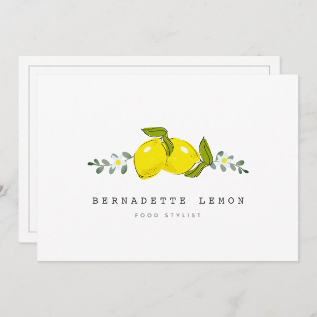 Fleur citron et blanc Simple Carte de visite propr (Devant / Derrière)