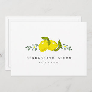 Fleur citron et blanc Simple Carte de visite propr