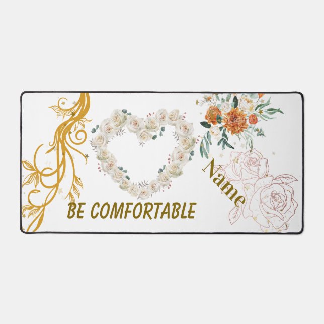 Fleur Coeur Personnalisé Mat de bureau - "Soyez Co (Recto)