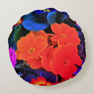 Fleur colorée Imprimer Coussin rond