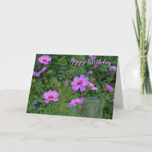 Fleur Cosmos Rose violet Joyeuse carte d'anniversa