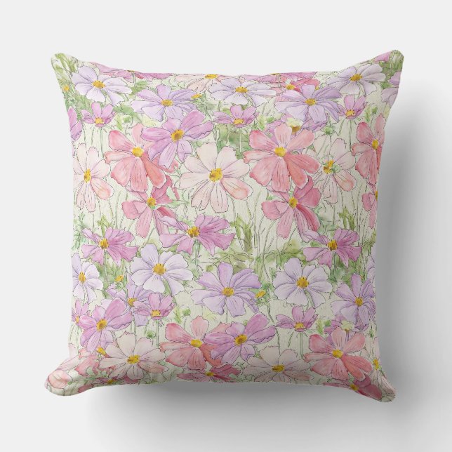 fleur cosmos violet et rose coussin de la fête des (Recto)