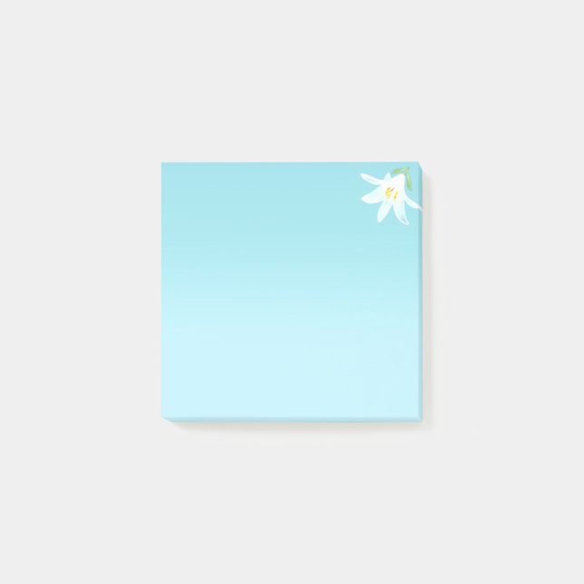Fleur d'Amaryllis blanche sur des notes Post-it bl (Devant)