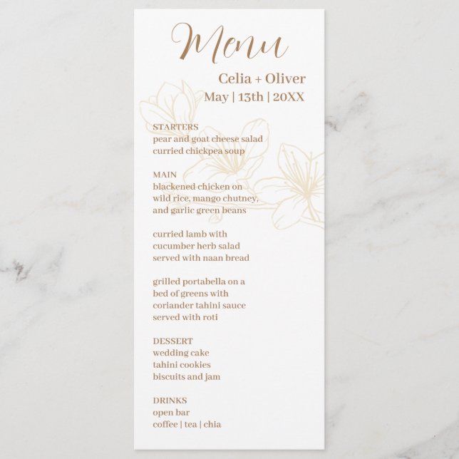 Fleur d'amour : menu Mariage blanc minimal avec (Devant)