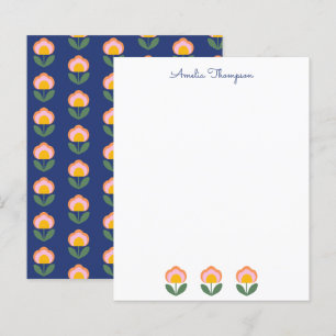 Fleur danoise mignonne en bleu Papier à lettres pe